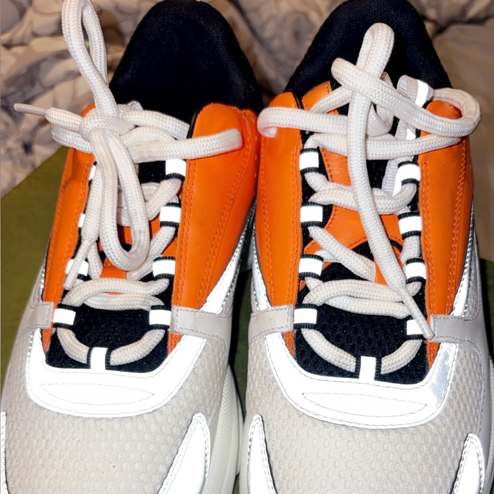 Dior Orange and White Men's Sneakers